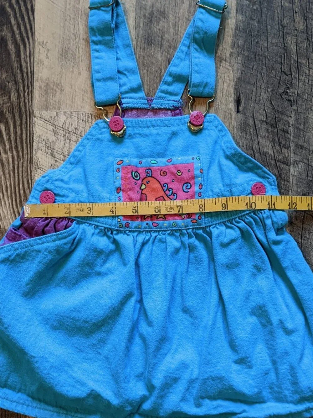 Vintage OshKosh B’gosh Overall Dress Cotton Denim Bird Animal Print